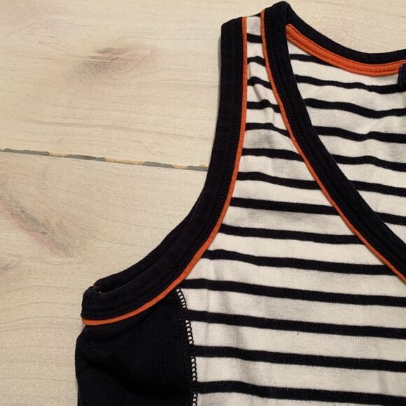 womens S chaps tank top navy‎ white striped orange - Picture 4 of 5